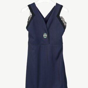Miu Miu Cruise 2010 Navy Viscose Crepe Crytal-Toggle Mini Dress
